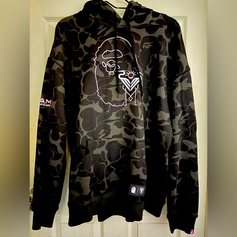 BAPE® x INTER MIAMI CF CAMO PULLOVER HOODIE Size XL